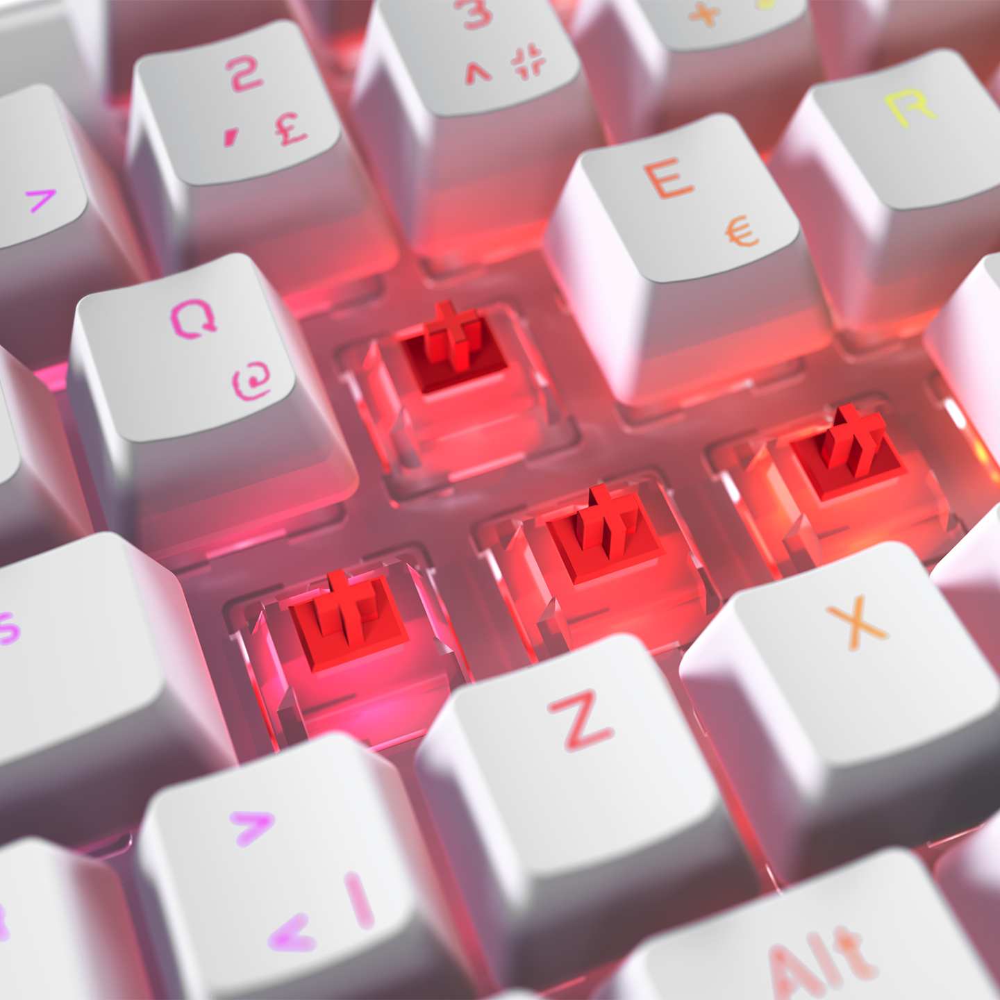  Rampage Carbon Beyaz RGB Q Gaming Oyuncu Klavye Bilek Destekli Red Switch